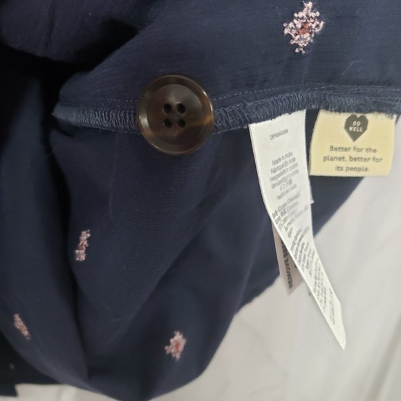 Madewell Navy Corduroy Embroidered Button Up Peasant Blouse Size 2X - Picture 11 of 14